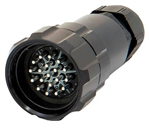Bild von Showline 19 pin cable connector with nut male d15-28 black solder LNE