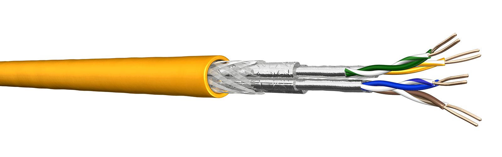 Afbeelding van datakabel CAT7A S/FTP AWG22/1 LSHF-FR B2ca geel UC1500 HASPEL 1000m
