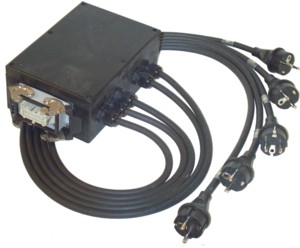 Afbeelding van breakin box 5x schuko RA+BF RNF3G1.5 1.3m > Han 10 polig 1+6