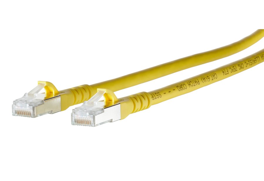Picture of patchkabel CAT6A S/FTP 4P26 LSHF geel RJ45 snagless  3,0m Metz 10G