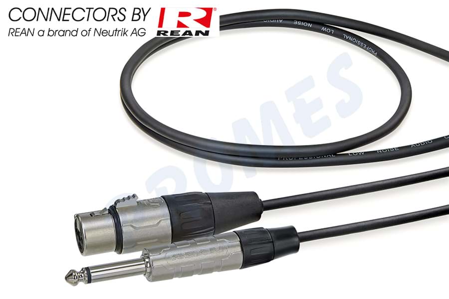 Bild von microfoonkabel zwart XLR 3p F>Jack 6,3mm mono nikkel  1,5m REAN