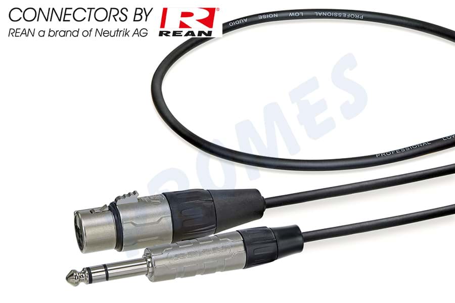 Bild von microfoonkabel zwart XLR 3p F>Jack 6,3mm stereo nikkel  0,3m REAN