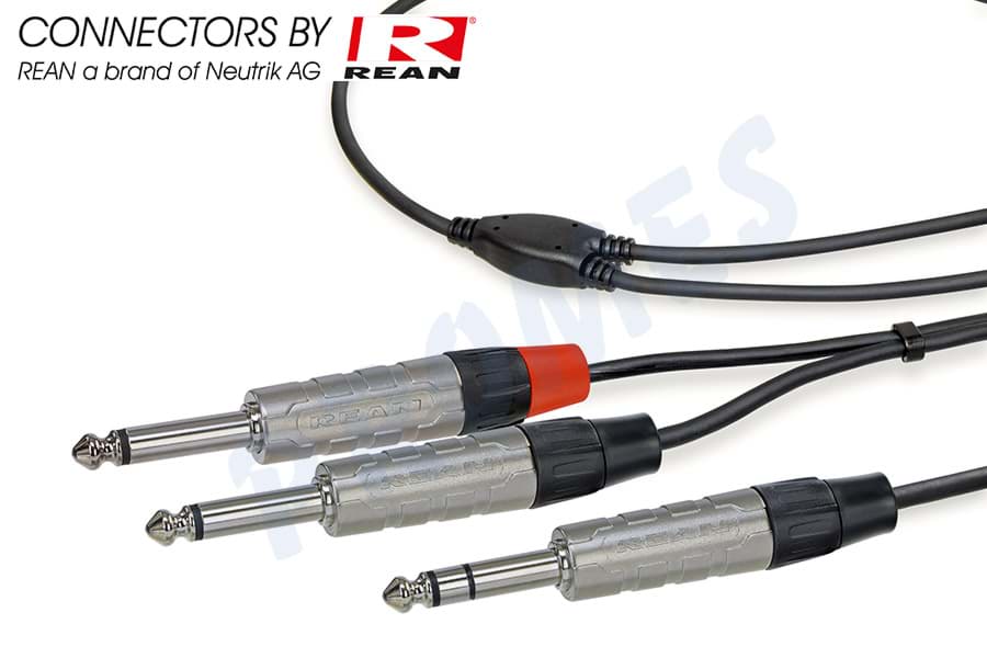 Bild von Y-kabel zwart Jack 6,3mm stereo > 2x Jack 6,3mm mono nikkel 1,5m REAN
