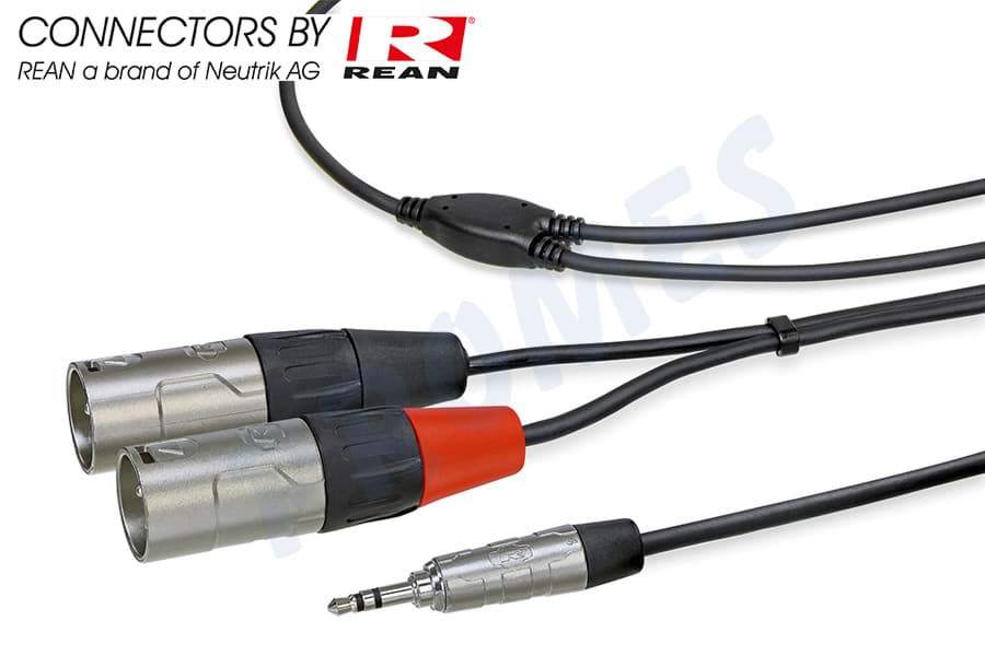 Picture of Y-kabel zwart Jack 3,5mm stereo > 2x XLR male nikkel 3,0m REAN