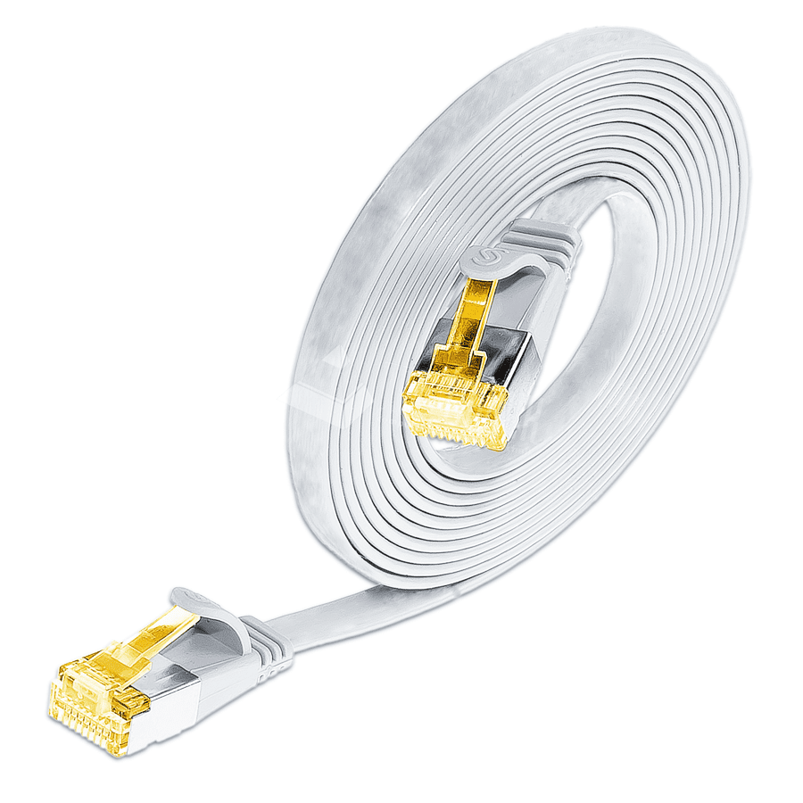 Afbeelding van patchkabel CAT6A U/FTP 4p32 FLAT PVC wit RJ45  0,1m 10G