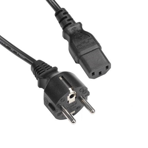Bild von aansluitkabel PVC 3G0,75mm2 zwart Schuko ra+bus recht>C13 1,8m
