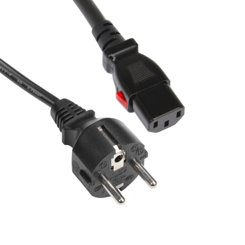 Bild von aansluitkabel PVC 3G1,0mm2 zwart Schuko ra+bus recht>C13+LOCK 2,5m