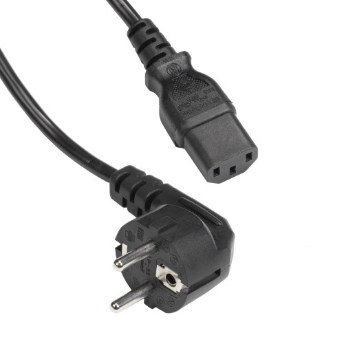 Bild von aansluitkabel PVC 3G1,0mm2 zwart Schuko ra+bus haaks > C13 2,5m