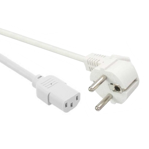 Bild von aansluitkabel PVC 3G0,75mm2 wit Schuko ra+bus haaks > C13 1,8m