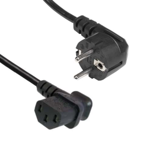 Bild von aansluitkabel PVC 3G0,75mm2 zwart Schuko ra+bus haaks>C13 haaks-L 1,8m