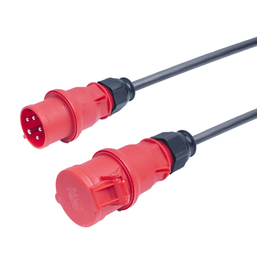 Picture of verloopkabel H07RNF 2,5mm2 CEE 5 pin 16A > 5 pin 32A rood Bals  2,0m