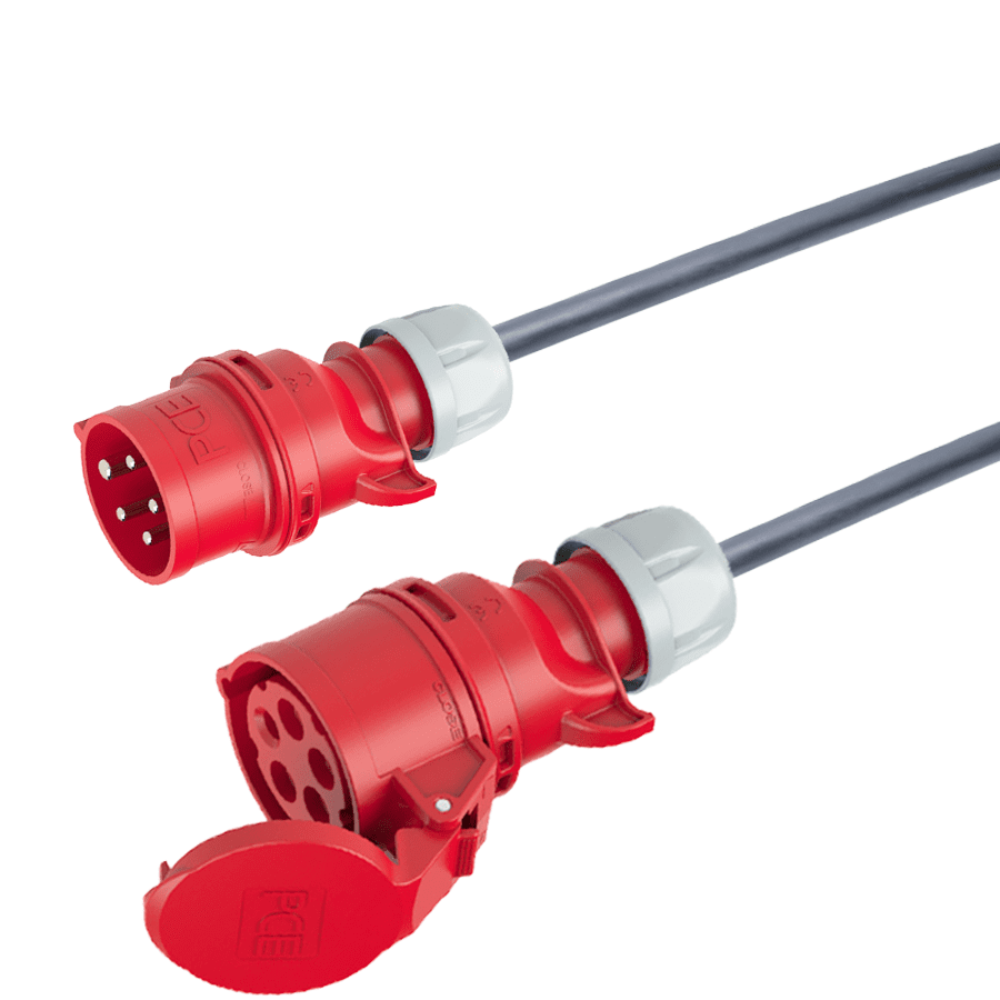 Picture of verloopkabel H07RNF 2,5mm2 CEE 5 pin 16A > 5 pin 32A rood PCE  1,5m