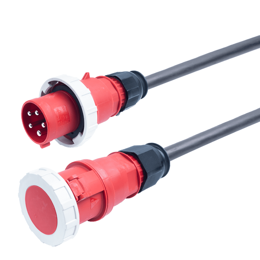 Picture of verloopkabel H07RNF 16mm2 CEE 5 pin 63A > 5 pin 125A rood Bals  3,0m