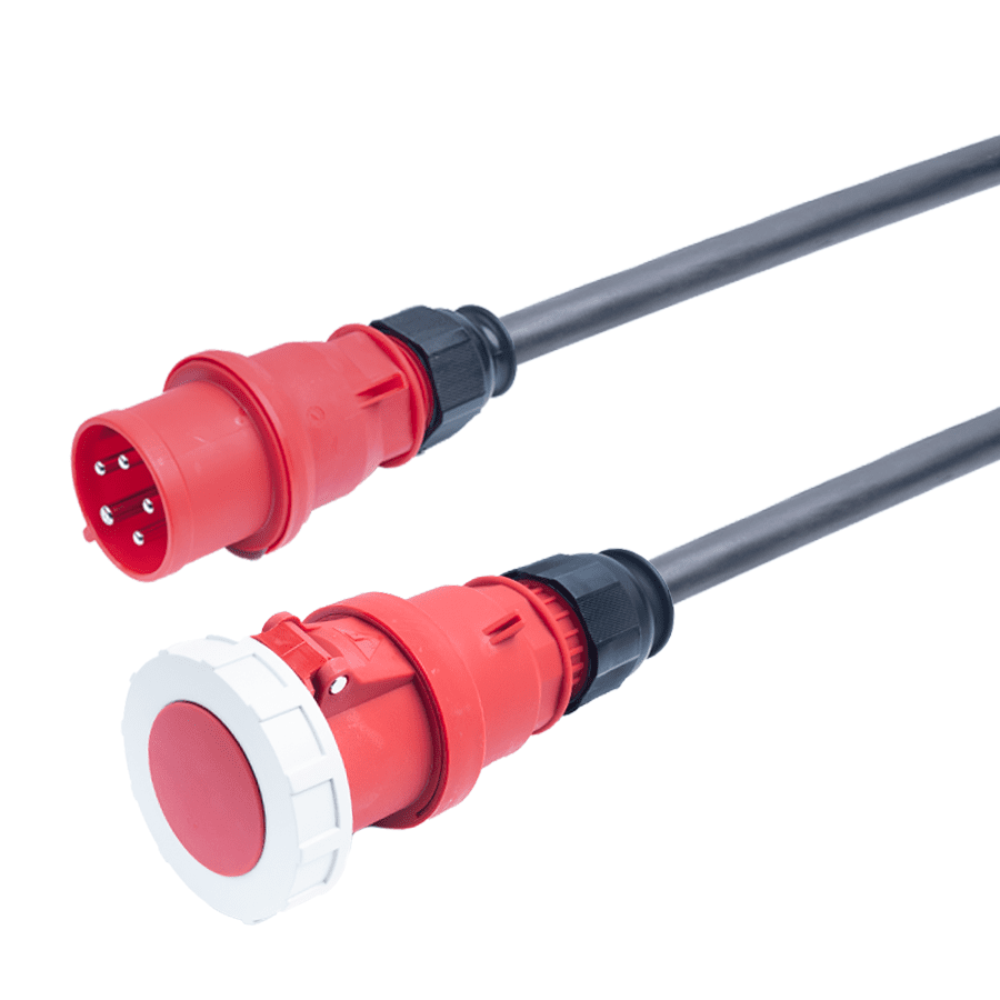 Picture of verloopkabel H07RNF 6mm2 CEE 5 pin 32A > 5 pin 63A rood Bals  5,0m