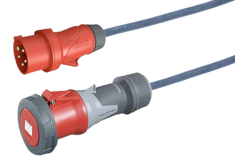 Picture of verloopkabel H07RNF 6mm2 CEE 5 pin 32A > 5 pin 63A rood PowerTop  1,0m