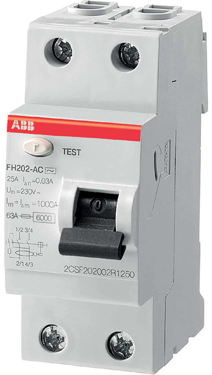 Picture of aardlekschakelaar 63A 2-polig  30mA type-A 2-module 6kA
