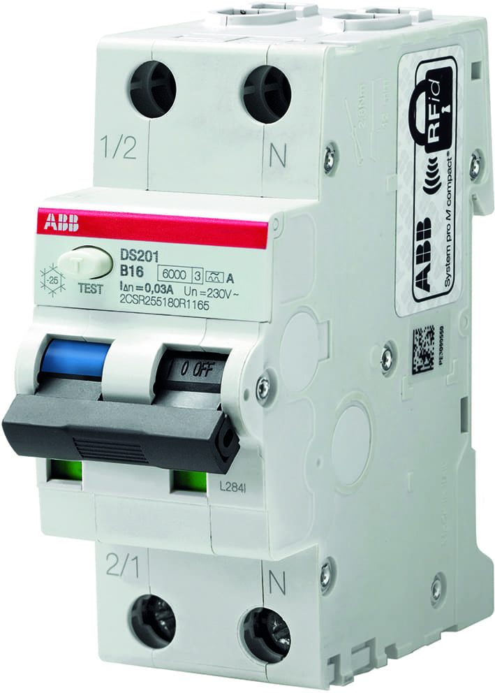 Picture of aardlekautomaat 32A 1-polig+nul 30mA C-kar 2-module 6kA
