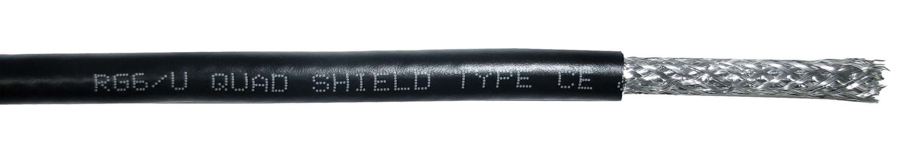 Picture of CATV coaxkabel RG6/U 1,0/4,8AF 3GHz QuadShield PVC Eca zwart HA305
