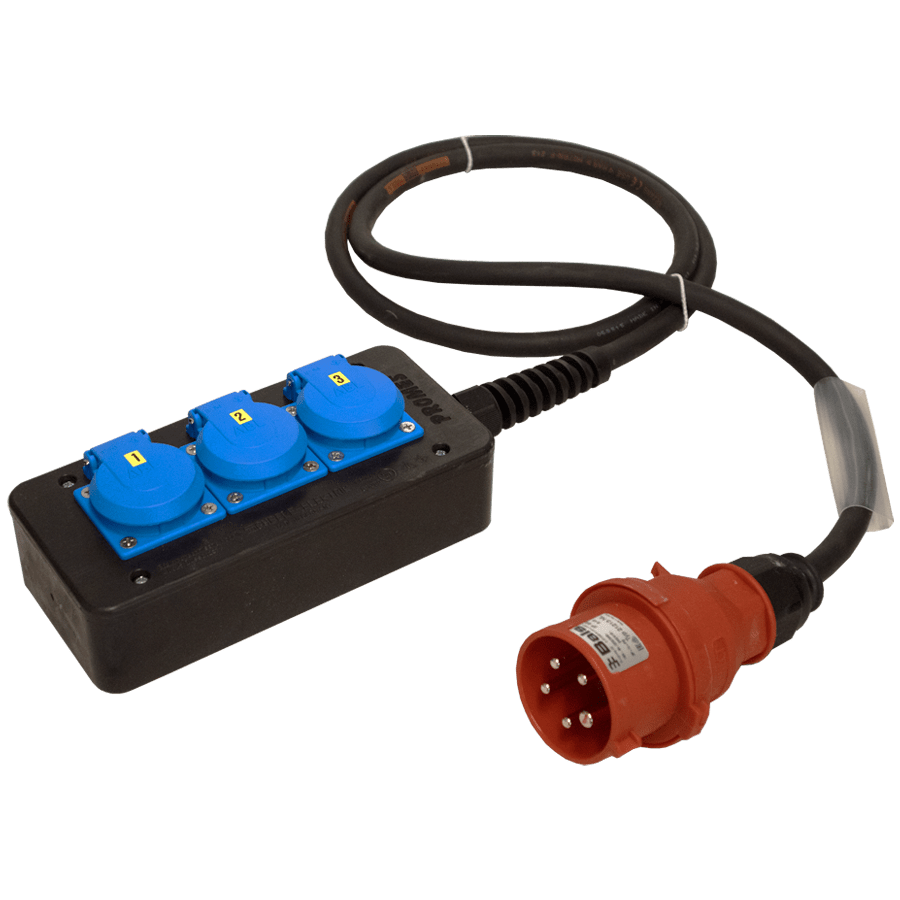 Afbeelding van H07RNF 2,5mm2 CEE 5 pin 16A 400V rood 1.5m > rubblok3v Bals