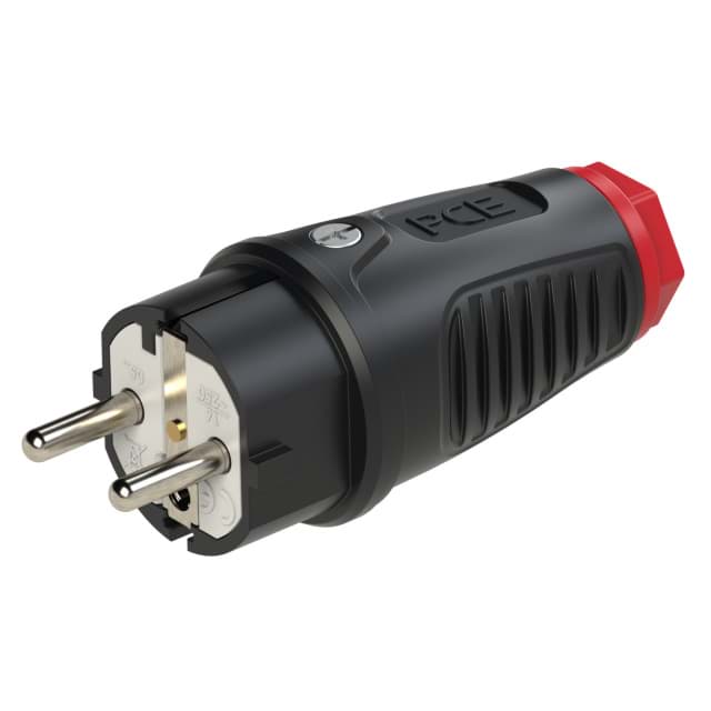 Picture of stekker randaarde+busaarde rubber-TPE zwart/rood Taurus2 PCE