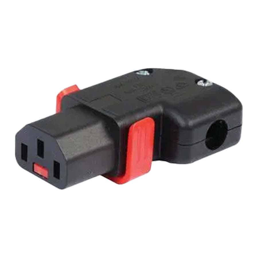 Afbeelding van IEC C13 10A connector bus haaks links/rechts vergrendelbaar IEC Lock
