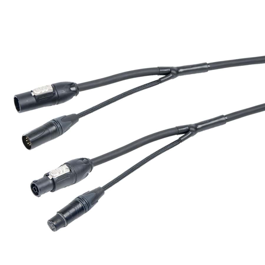Afbeelding van combi Power+DMX 1,5mm2 powerCON TRUE1 + XLR5-2p zwart  1,5m d10mm