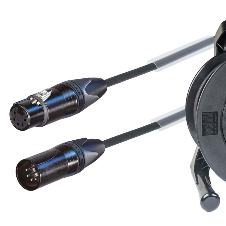 Bild von DMX kabel PATCH perivox 1 pair XLR 5p M>F zwart 50m + haspel GT235+gat