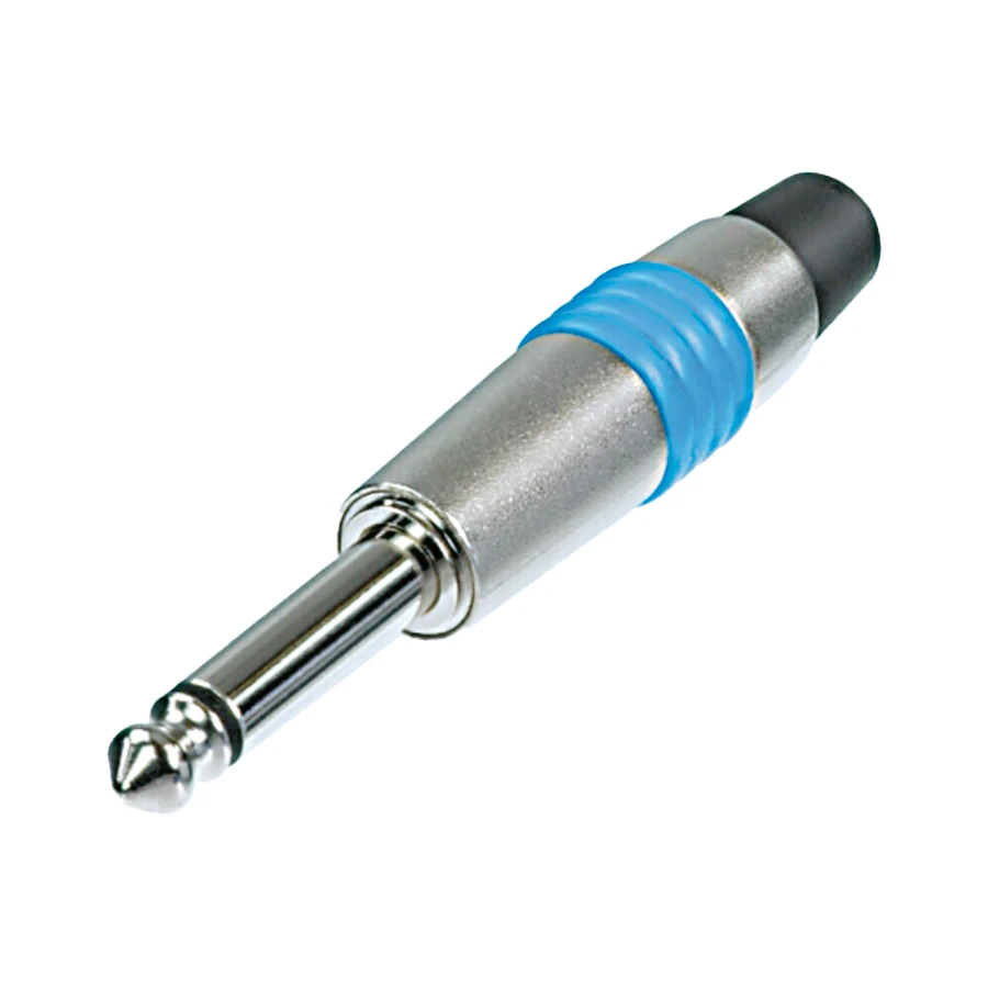 Picture of jack 6,3mm steker 2-polig nikkel tule blauw NYS