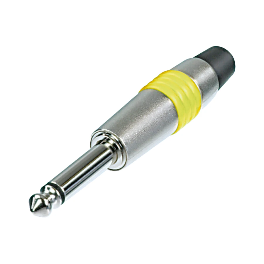 Picture of jack 6,3mm steker 2-polig nikkel tule geel NYS