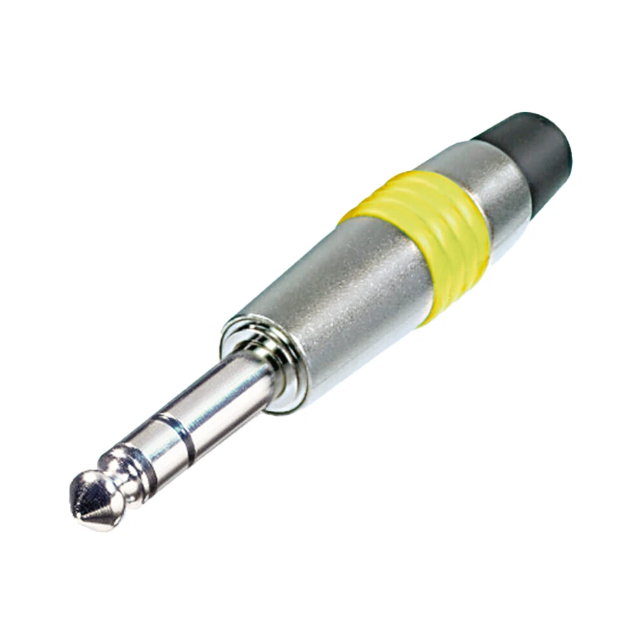 Picture of jack 6,3mm steker 3-polig nikkel tule geel NYS