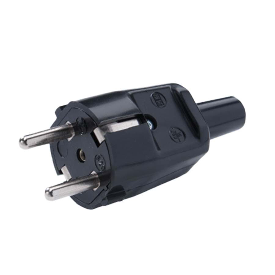 Bild von PVC Stecker mit Schutzkontakt und Kickschutztülle schwarz