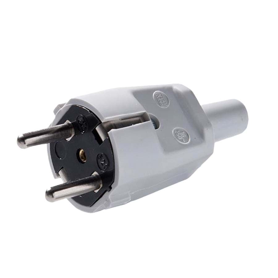 Bild von PVC Stecker mit Schutzkontakt und Kickschutztülle kalkweiß