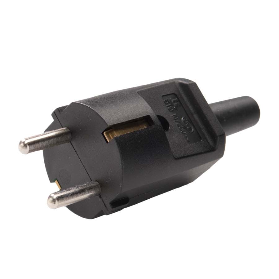 Bild von Stecker mit Schutzkontakt und Knickschutztülle schwarz