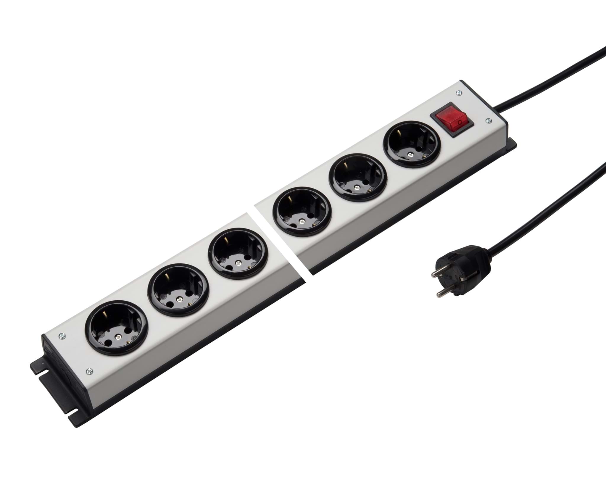 Picture of contactdoos randaarde  4v90gr+schakelaar zwgr snoer 1,5m stekker-recht