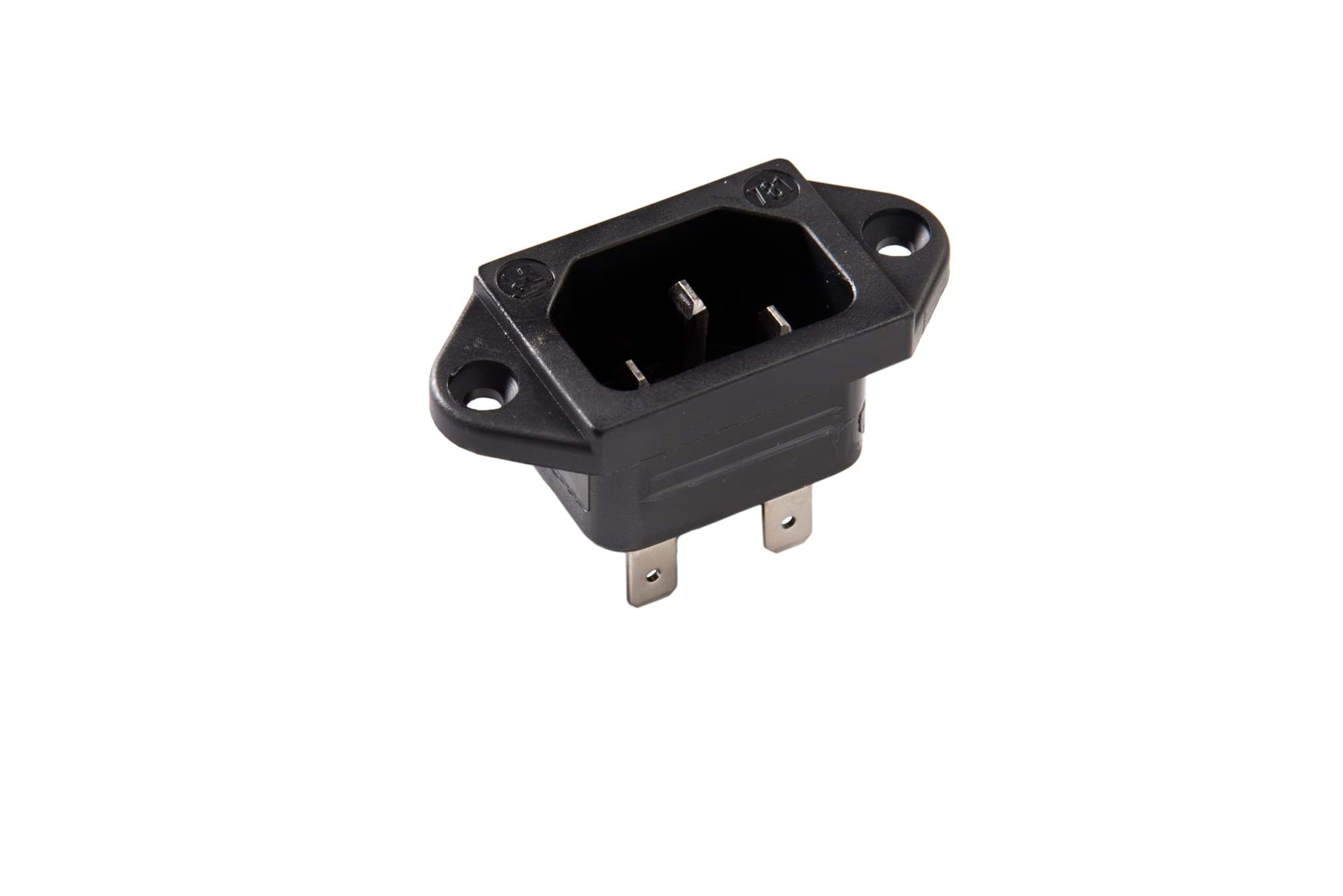 Picture of IEC C14 10A inbouw pen Faston 6.3mm zwart Kaiser