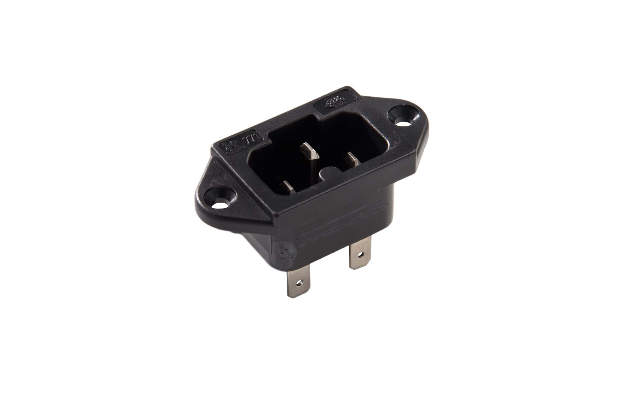 Picture of IEC C16A 10A 155gr inbouw pen Faston 6.3mm zwart Kaiser