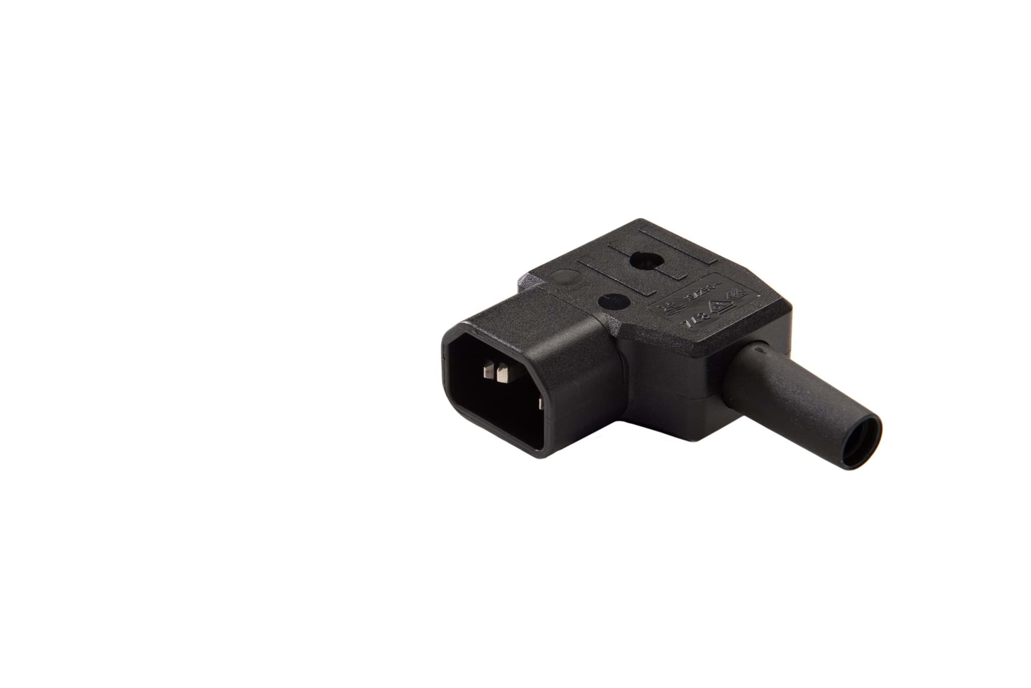 Afbeelding van IEC C14 10A connector pen haaks links zwart Kaiser