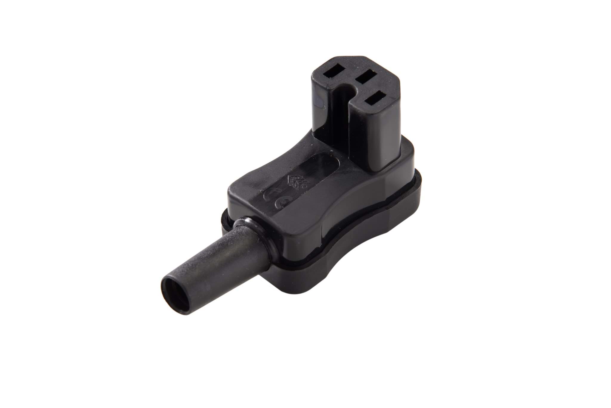 Afbeelding van IEC C15 10A 120gr connector bus haaks onder zwart Kaiser