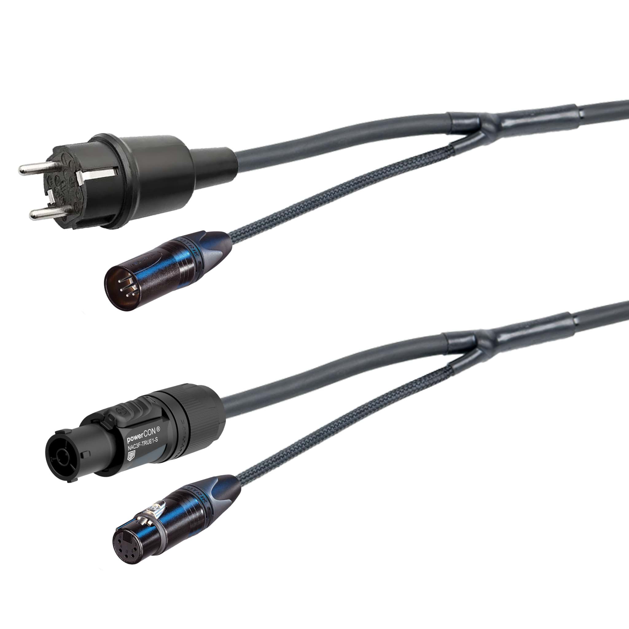 Afbeelding voor categorie combi DMX XLR 5p Schuko > powerCON TOP