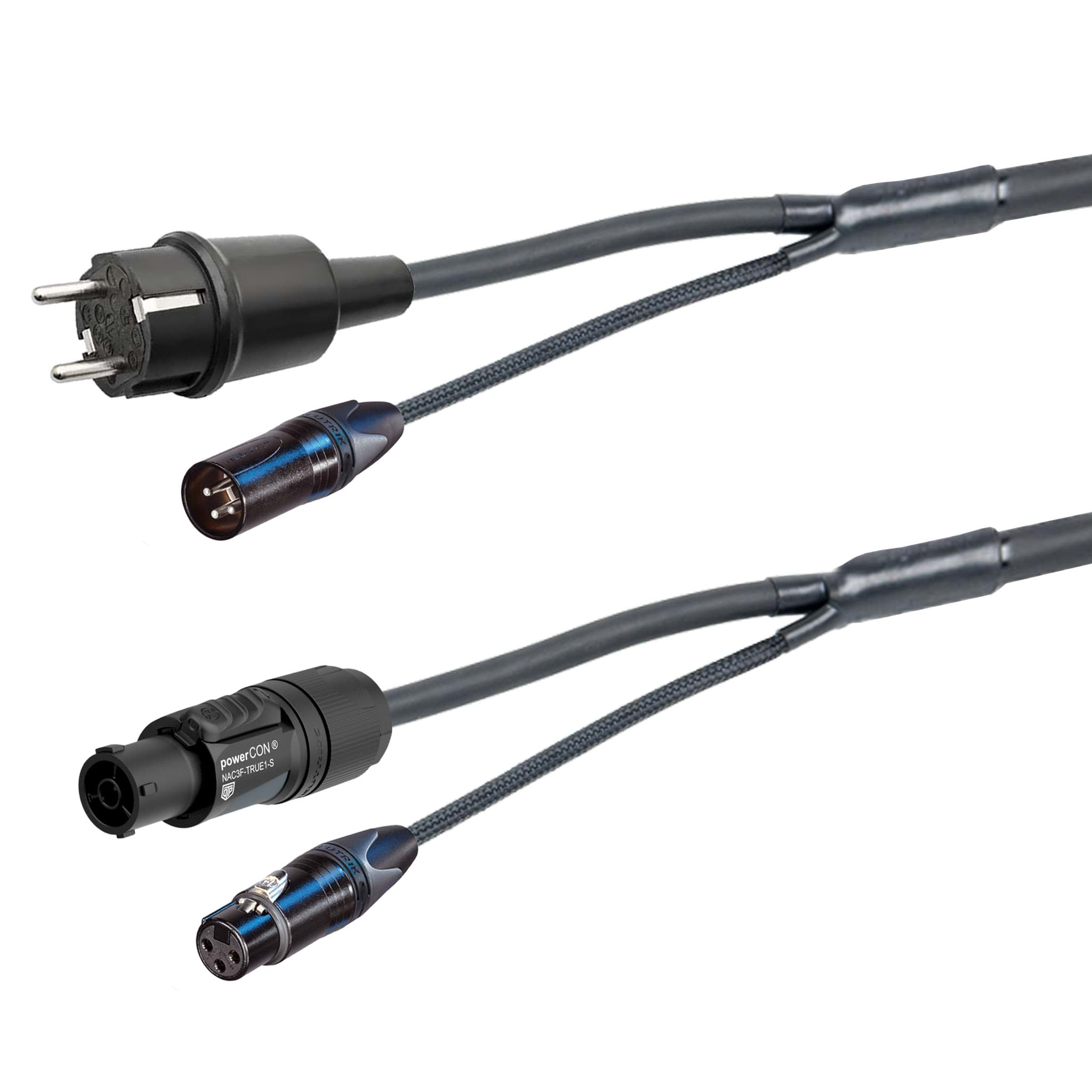 Afbeelding voor categorie combi DMX XLR 3p Schuko > powerCON TOP