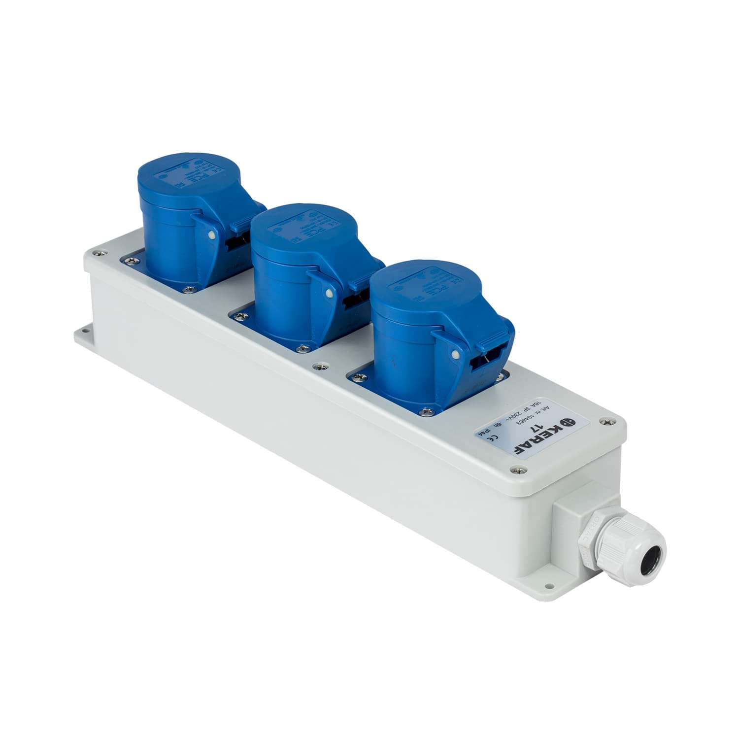 Bild von snoercentrale 3-voudig CEE 3p 16A 230V grijs/blauw M20