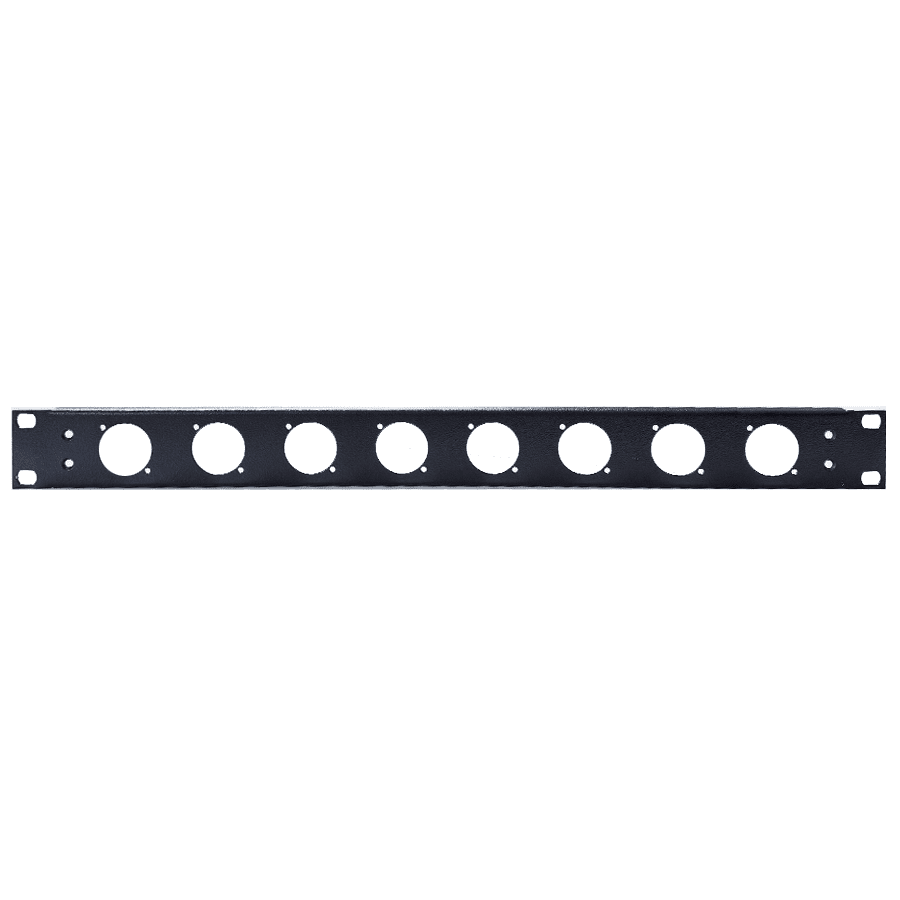 Afbeelding van frontplaat 19inch 1HE-U gaten 8x powerCON TRUE1 staal zwart (tbv CBox)