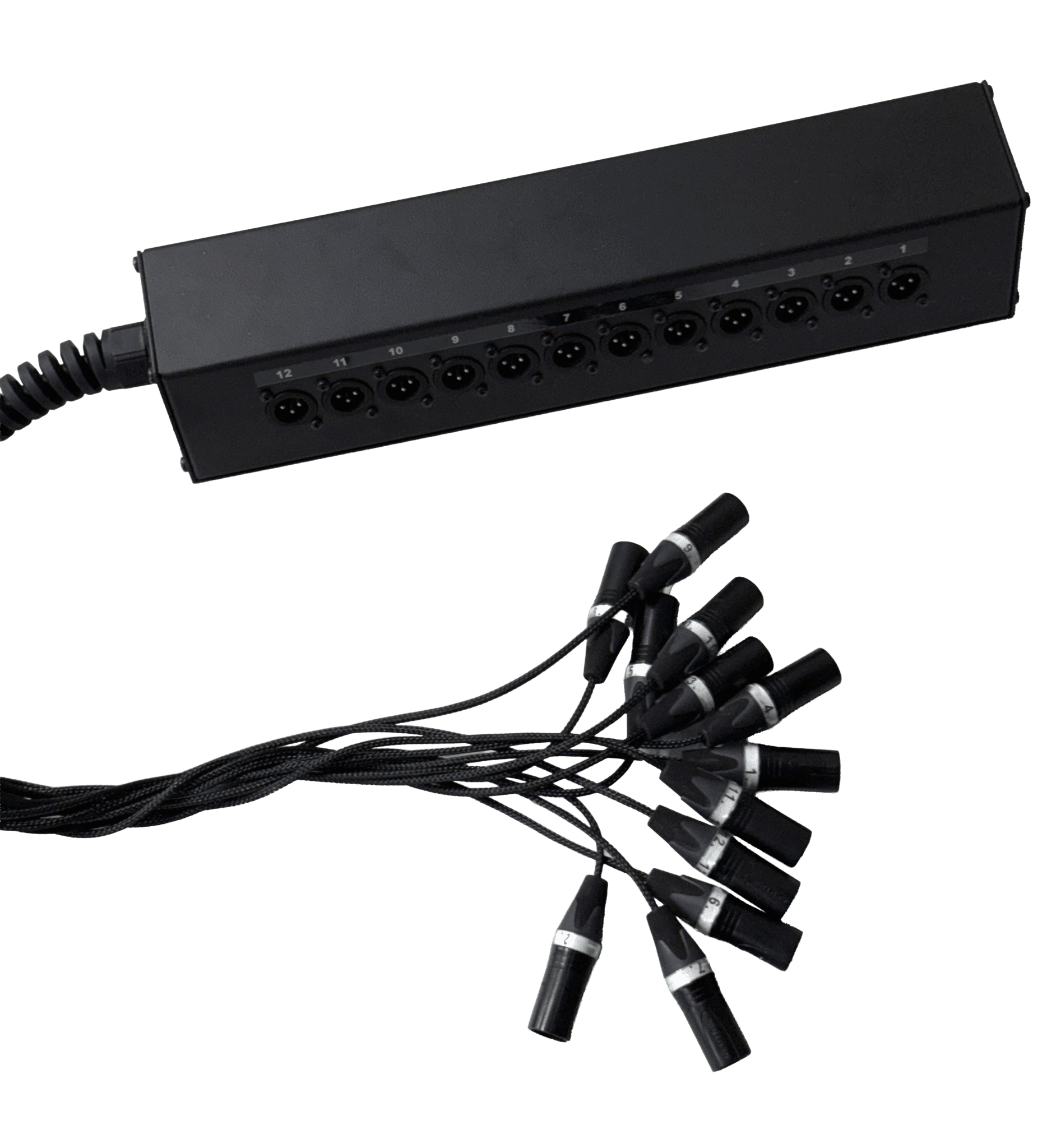 Afbeelding van audiomulti 12k MW-CY0,14 PVC spin 12x XLR male 5m>BOX-taps 12x XLR m+f