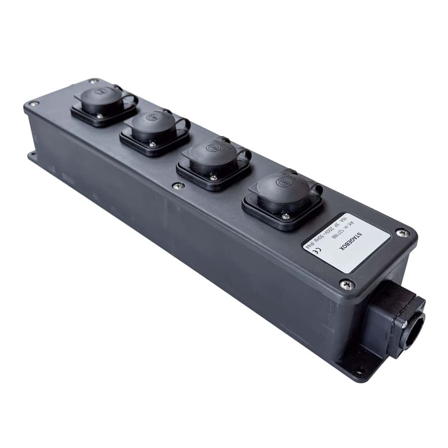 Afbeelding van snoercentrale powerCON TRUE1 IN+4xOUT (1+4) met afdekkap zwart